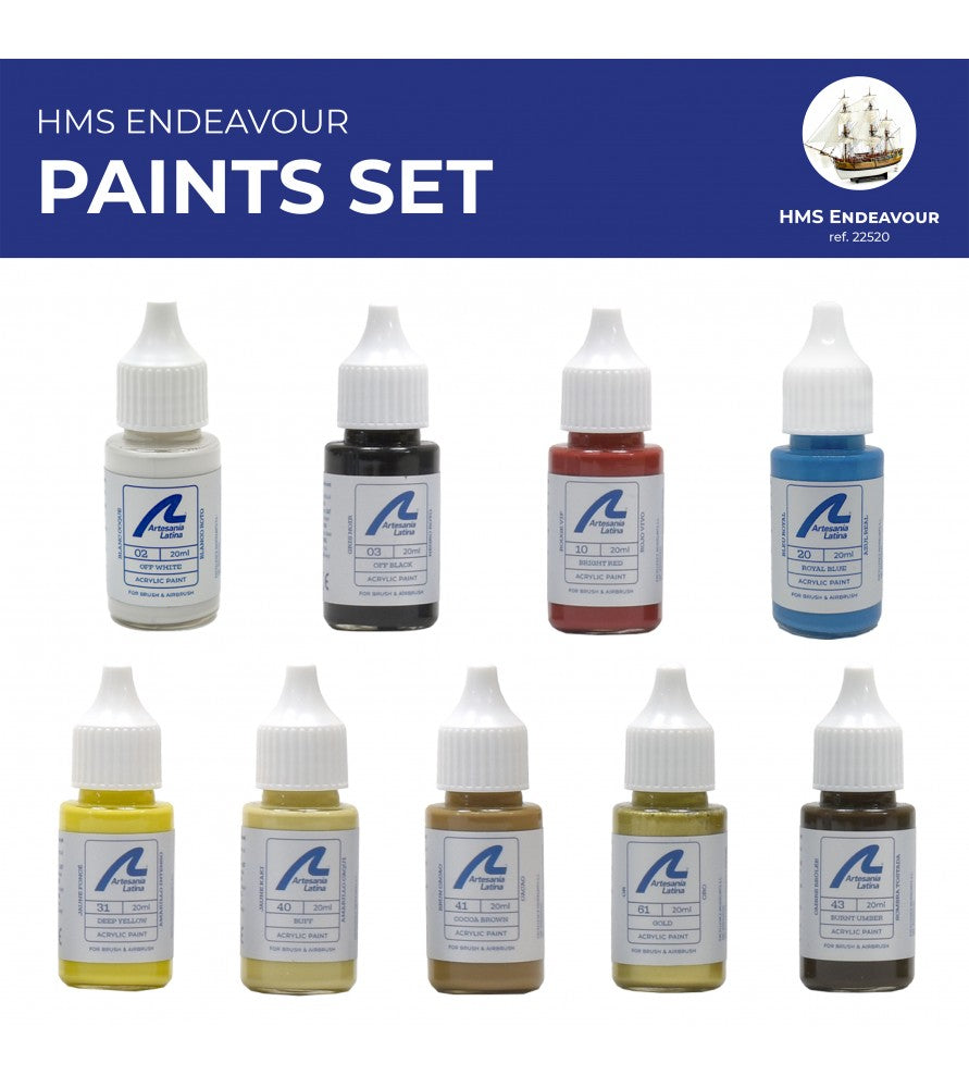 ART277PACK7 HMS ENDEAVOUR & LONG BOAT SET - 9 BOUTEILLES MODÈLES 19005 & 22520