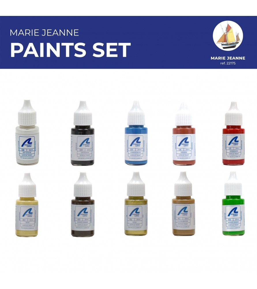 ART277PACK12 ENSEMBLE DE PEINTURE MARIE-JEANNE (10 BOUTEILLES) MODÈLES 22175, 22180