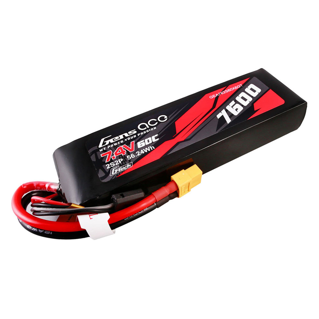 GEA762S60X6GT Gens Ace G-Tech 7600mAh 7.4V 60C 2S2P Lipo Battery Pack With XT60 Plug