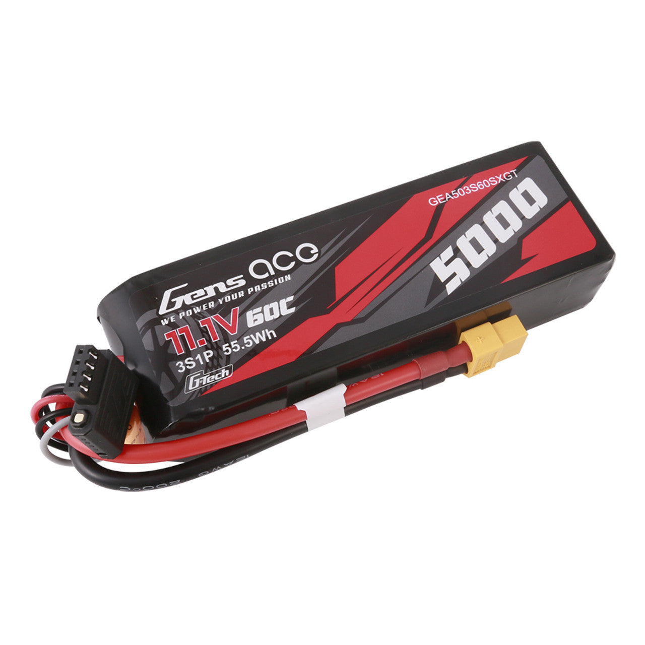 GEA503S60X6GT Gens Ace G-Tech 11.1V 60C 3S 5000mAh Lipo Battery Pack With XT60 Plug