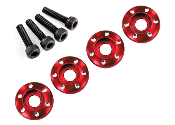 Rondelle d'écrou de roue en aluminium Traxxas LaTrax 7668R (rouge) (4)