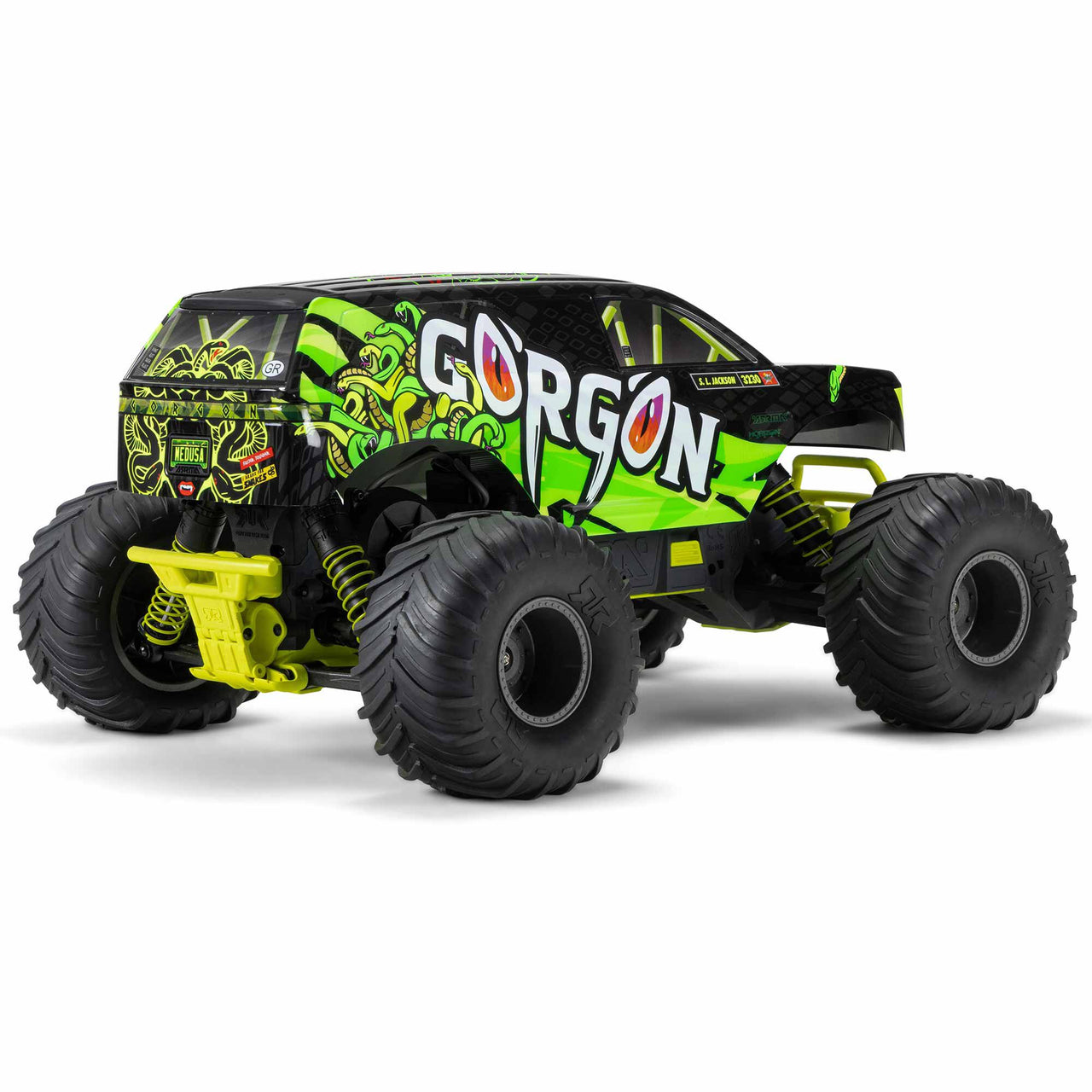 ARA3230ST1 1/10 GORGON 4X2 MEGA 550 Brushed Monster Truck RTR with Battery & Charger, Yellow