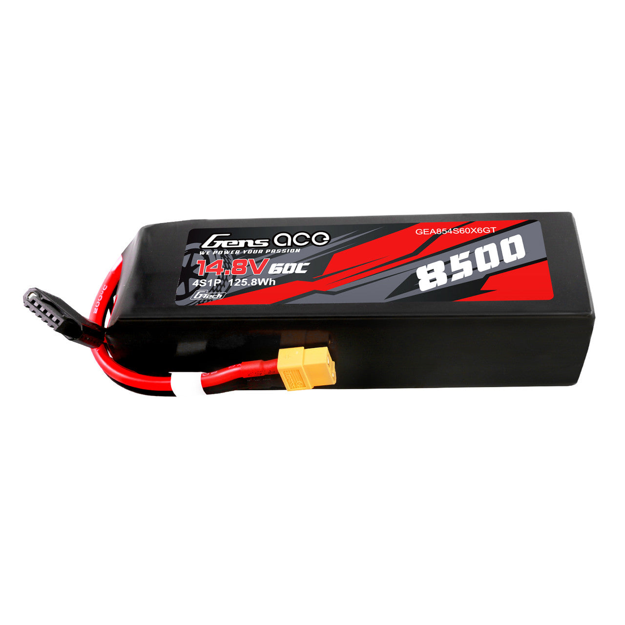 GEA854S60X6GT Gens Ace 14.8V 60C 4S 8500mAh G-Tech Lipo Battery Pack With XT60 Plug For Xmaxx 8S Car with Traxxas adapter