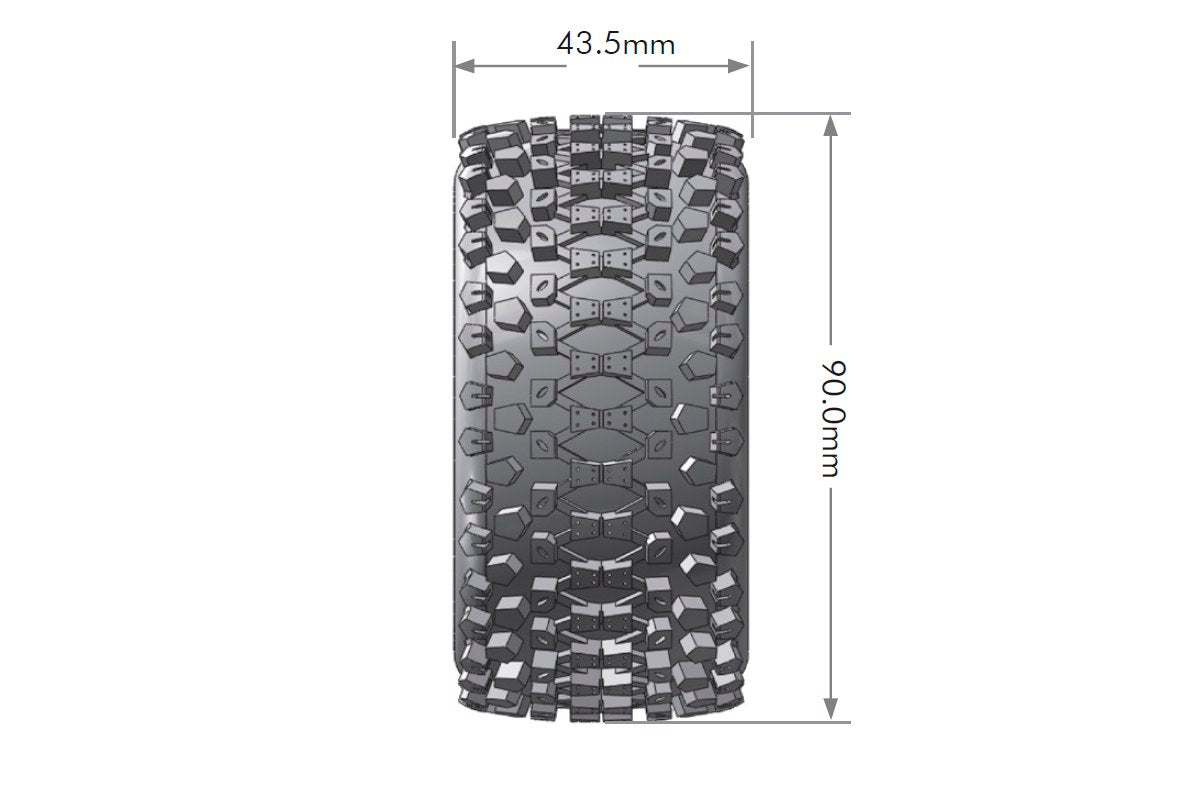 L-T3279SBC Louise Tires & Wheels 1/16 ST-Uphill Delantero/Trasero Llanta cromada negra suave Hex 12 mm (2)
