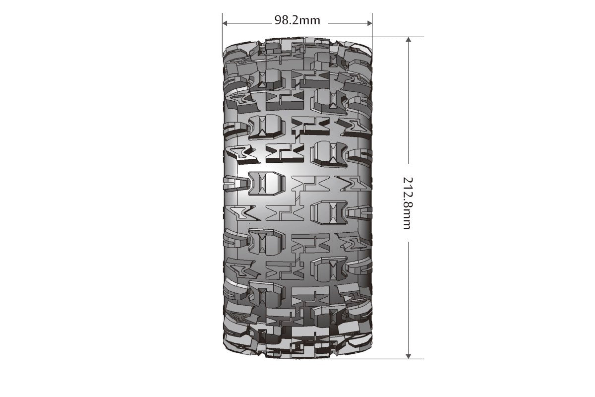 L-T3296BM Louise Tires &amp; Wheels X-Pioneer sur roues noires pour ARRMA Kraton 8S Belted (MFT) (2)