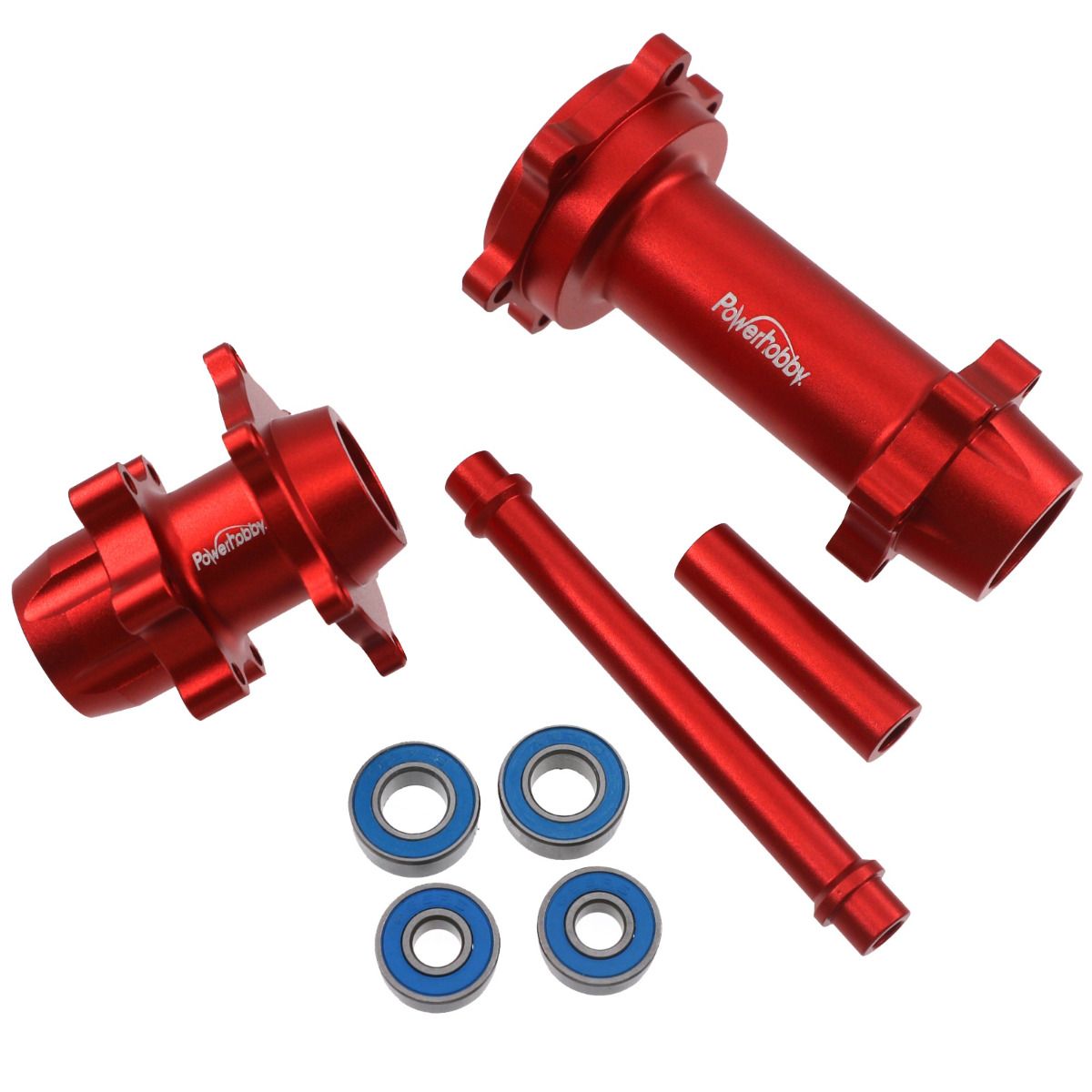 PHB5973RED 7075 Aluminum Front & Rear Wheel Hubs, Red, Losi Promoto