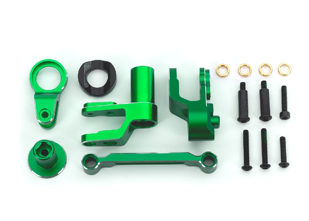 10246 Traxxas Steering bellcranks, draglink, green-anodized aluminum