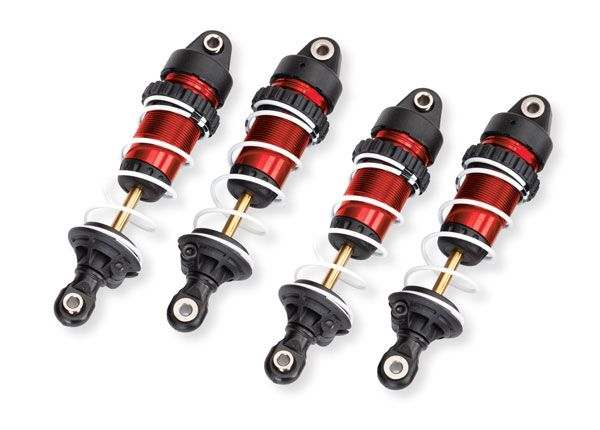 10765-RED Amortisseurs Traxxas, GTR long, rouge (assemblés avec ressorts) (4)