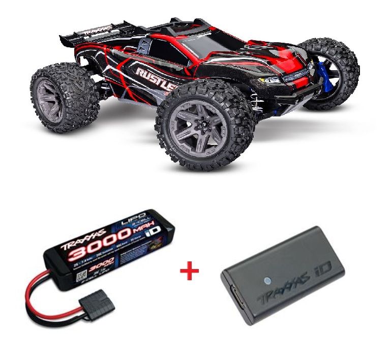 67164-4RED Traxxas Rustler 1/10 4X4 BL-2s Brushless Stadium Truck RTR Rouge