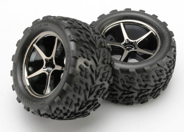 7174A Traxxas Pre-Mounted Talon Tires w/Gemini Wheels (Black Chrome)