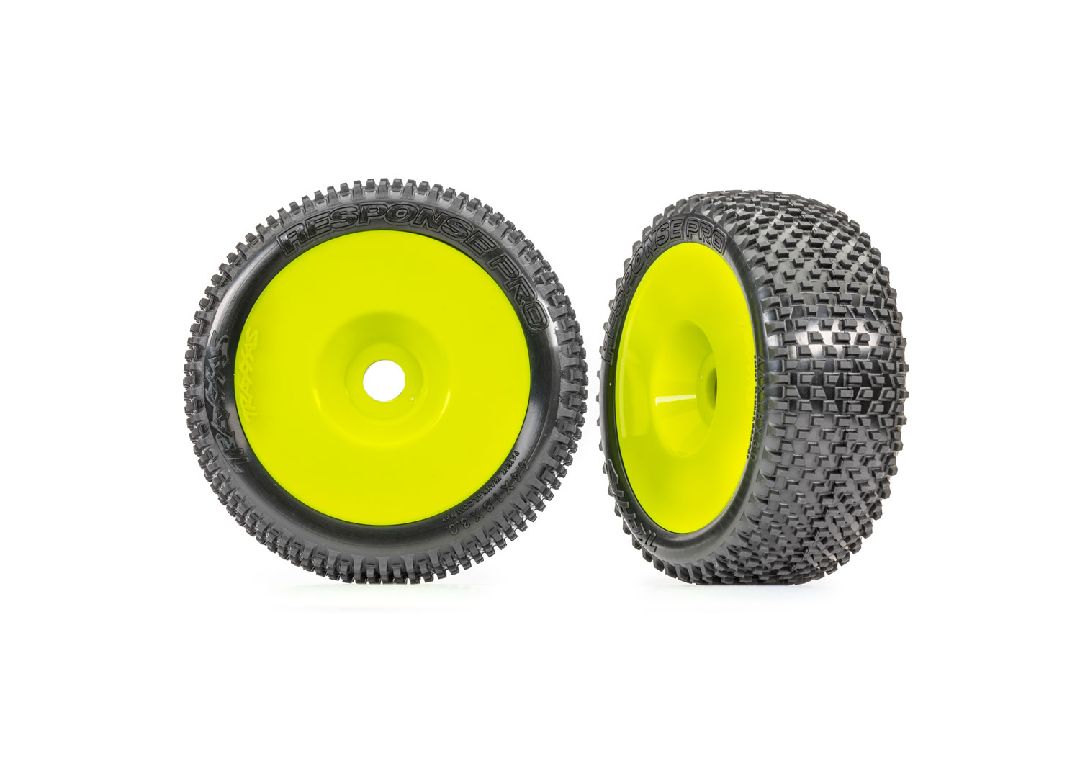 TRA9074-YLW Traxxas Premount 3.0" Response Pro on Yellow dished wheels (2)