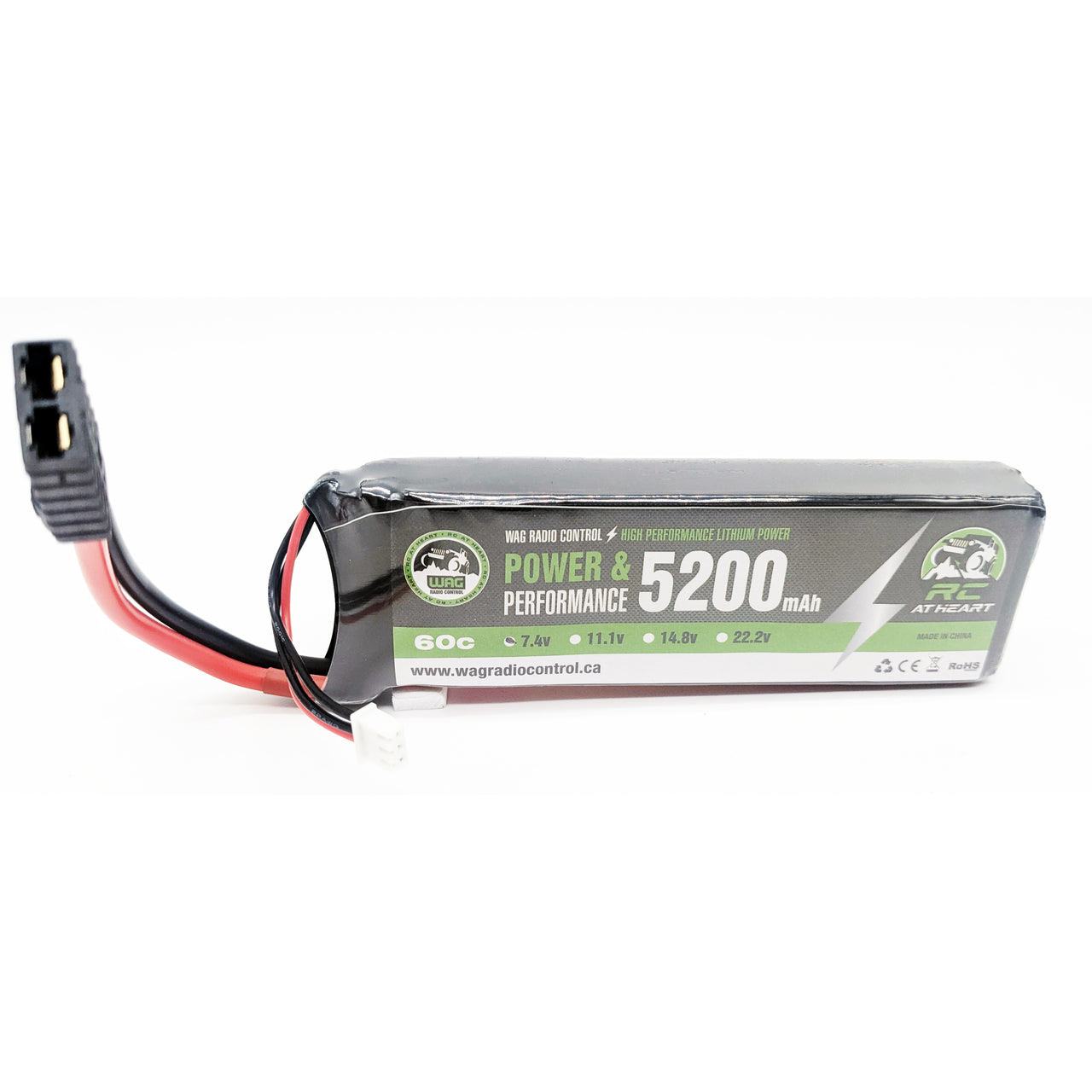 WAGB2S5260STR WAG 2S 7.4v 5200mAh 60C Traxxas compatible Gen1 connector LiPo Battery