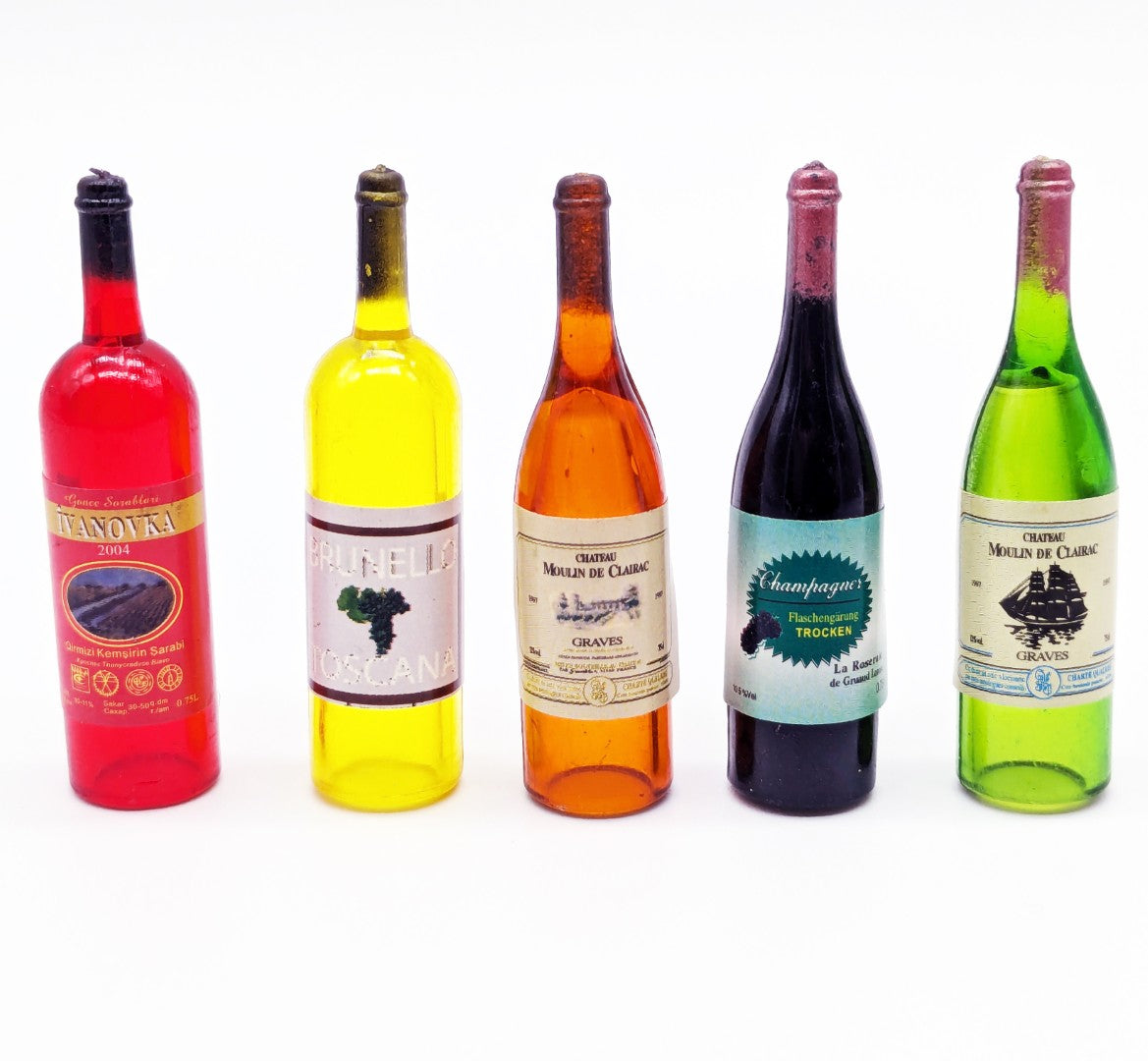 WAGDEC10WB5 Set of 5 scale 1/10 Wine Bottles