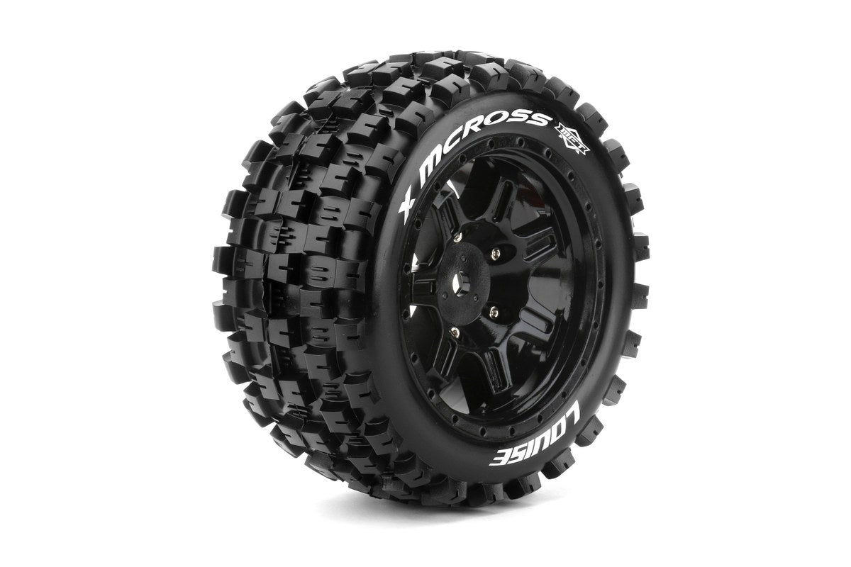 L-T3352BM Louise Tires & Wheels  X-MCROSS on Black Wheels for ARRMA Kraton 8S Belted (MFT) (2)