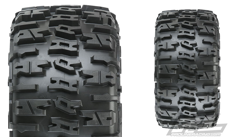 PRO1015113 Pneus tout terrain Pro-Loc Trencher 4,3" (2) montés sur roues noires Impulse Pro-Loc avec anneaux gris pierre pour X-MAXX® avant ou arrière