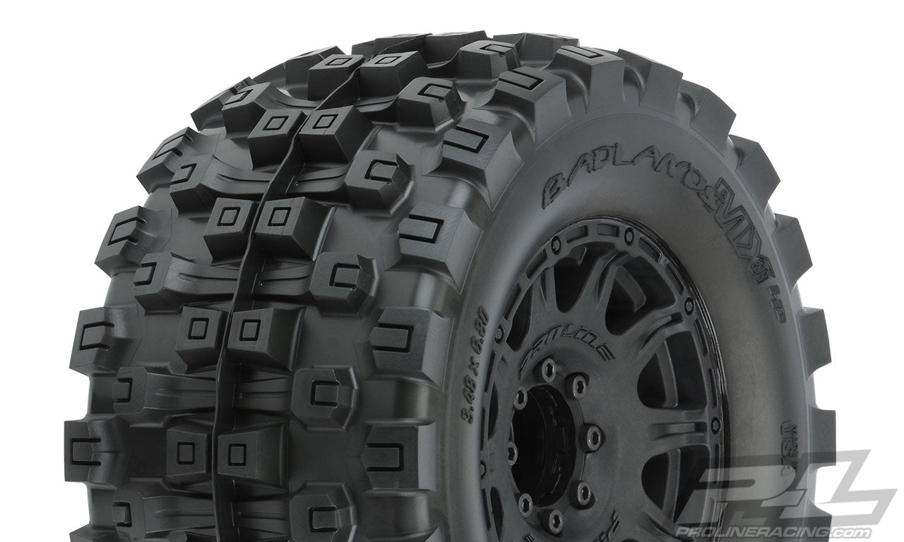 PRO1016610 Badlands MX38 HP 3.8" All Terrain BELTED Tires Mounted on Raid Black 8x32 Removable Hex Wheels (2) for 17mm MT Front or Rear