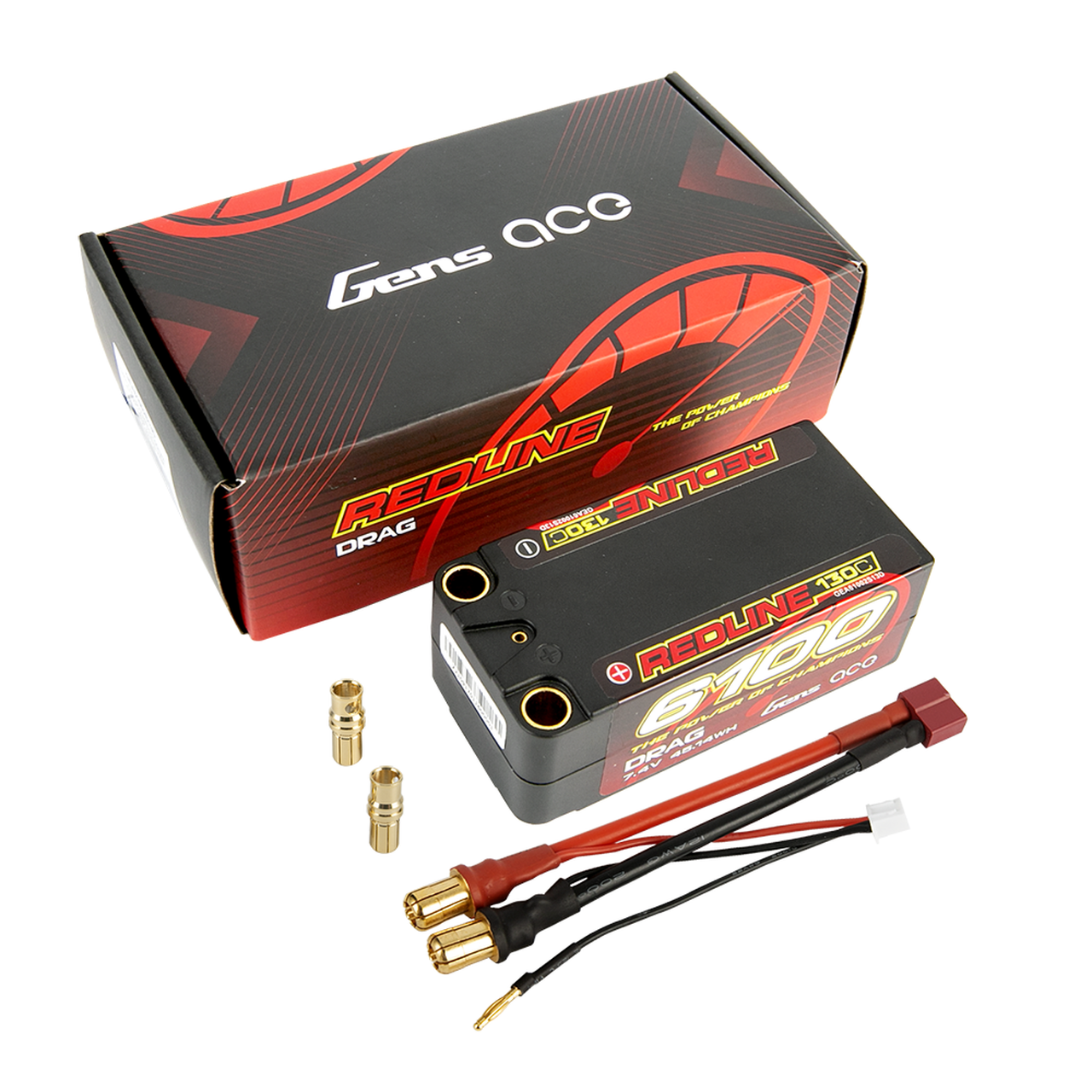 Gens Ace Redline Series 6100mAh 7.4V 130C 2S2P HardCase Shorty Lipo Battery GEA61002S13D