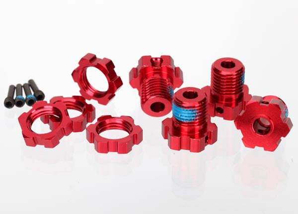 5353r Moyeux de roue, cannelés, 17 mm (anodisés rouge) (4)/ écrous de roue, cannelés, 17 mm (anodisés rouge) (4)/ goupilles de vis, 4x13 mm (avec frein-filet) (4)