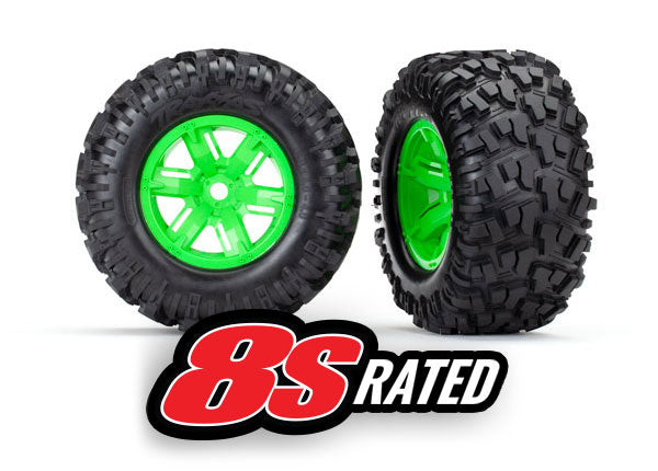 7772G Llantas y ruedas, ensambladas, pegadas (ruedas verdes X-Maxx®, llantas Maxx® AT, inserciones de espuma) (izquierda y derecha) (2)