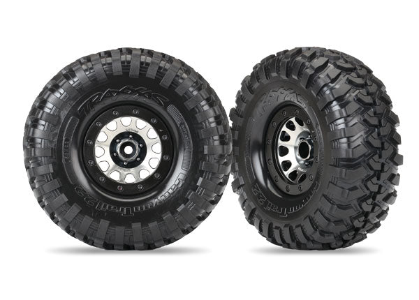 8172 Llantas y ruedas, ensambladas (Método 105 ruedas beadlock cromadas negras de 2,2”, llantas Canyon Trail de 5,3x2,2”, inserciones de espuma) (1 izquierda, 1 derecha)