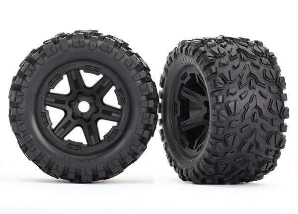 8672 Tires & wheels, assembled, glued (black wheels, Talon EXT tires, foam inserts) (2) (17mm splined) (TSM rated)