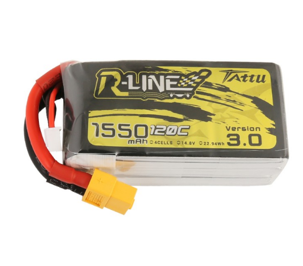 TAA15504S12X6 Tattu R-Line Version 3.0 1550mAh 14.8V 120C 4S1P Lipo Battery Pack with XT60 Plug