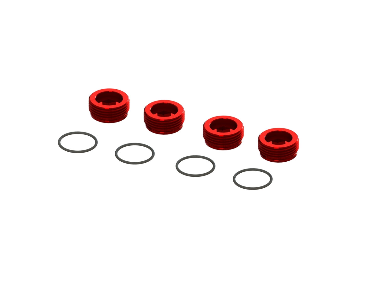 ARA320467 TUERCA DEL BUJE DELANTERO DE ALUMINIO (ROJA) (4PCS INC. JUNTAS TÓRICAS)