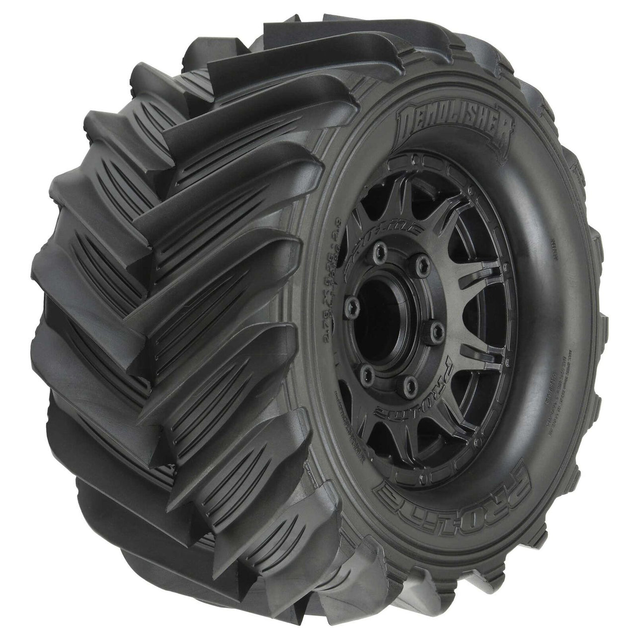 PRO1019610 1/10 Demolisher F/R 2.8" Montado MT 12mm Neumáticos Raid Negros (2)