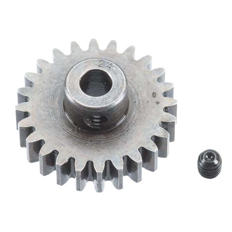 RRP1224 Piñón de 1 módulo de acero extraduro con diámetro interior de 5 mm, 24 dientes
