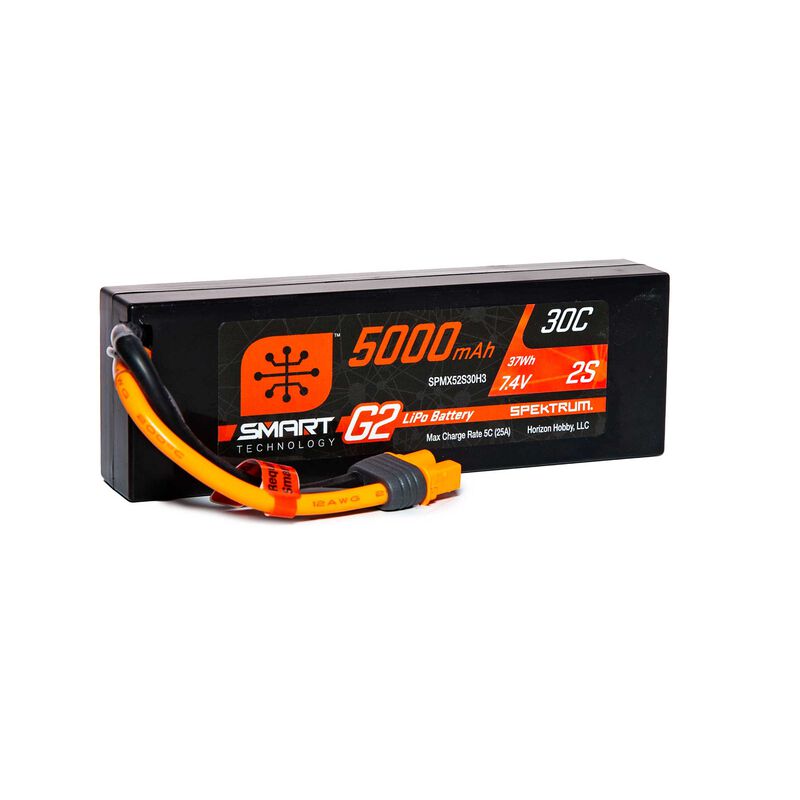 SPMX52S30H3 7.4V 5000mAh 2S 30C Smart LiPo G2 Hard Case: IC3