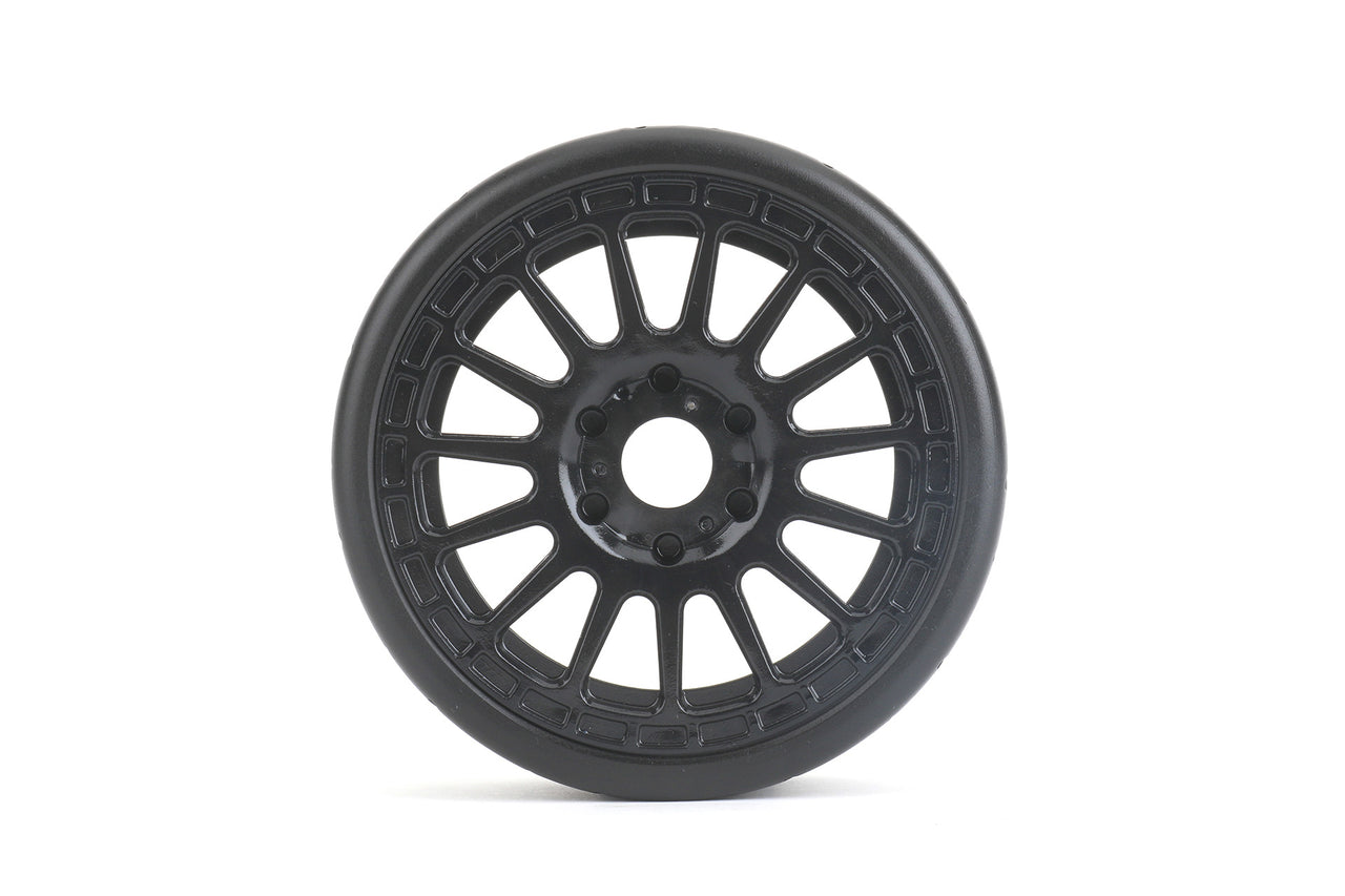JKO1104RBUSGB 1/8 GT Black Phoenix Racing Tires Mounted on Black Radial Rims, Ultra Soft, Belted
