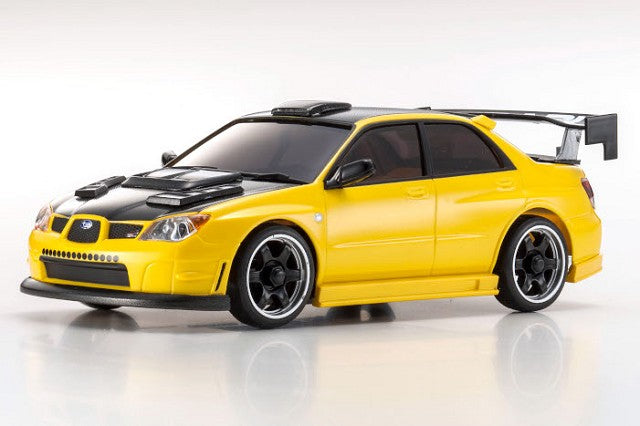 Autoscale Subaru Impreza avec kit Aero et capot CFRP, corps jaune métallisé, pour Mini-Z KYOMZP456MY