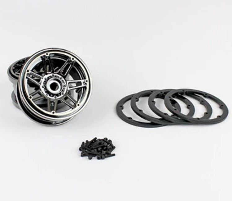 PBTPBW19931GB 1.9 Beadlock Raceline #931 Injector, Gun Metal Wheels and Black Rings, Includes Hardware
