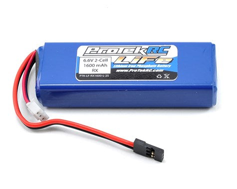 Batterie de récepteur LiFe PTK5163 pour Mugen et AE (6,6 V/1 600 mAh) (avec prise d'équilibrage)