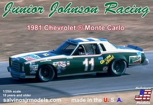SJMJJMC1981R 1/25 Junior Johnson Racing 1981 Chevrolet Monte Carlo, conduit par Darrell Waltrip, modèle de voiture en plastique K