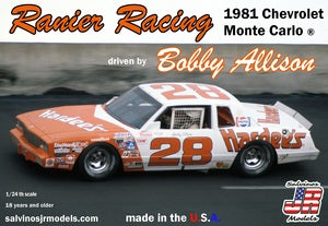 SJMRRMC1981C  1/24 Ranier Racing 1981 Monte Carlo Driven by Bobby Allison Plastic Model Car Kit