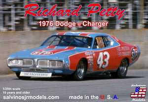 SJMRPDC1976D-V  1/24 Richard Petty 1976 Dodge Charger Plastic Model Car Kit w/Vinyl Wrap Decals
