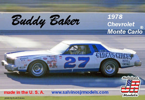 SJMBBMC1978O 1/25 Buddy Baker #27 1978 Chevrolet Monte Carlo modèle de voiture en plastique Kit