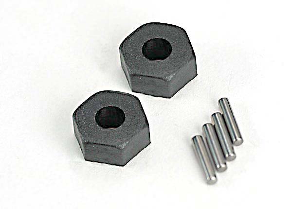 1654 Traxxas Wheel hubs, hex (2)/ stub axle pins (2)