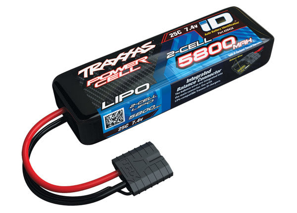 2843X Traxxas 5800mAh 2S 7.4V 25C LiPo ID Connecteur Étui Souple 137x25x43mm