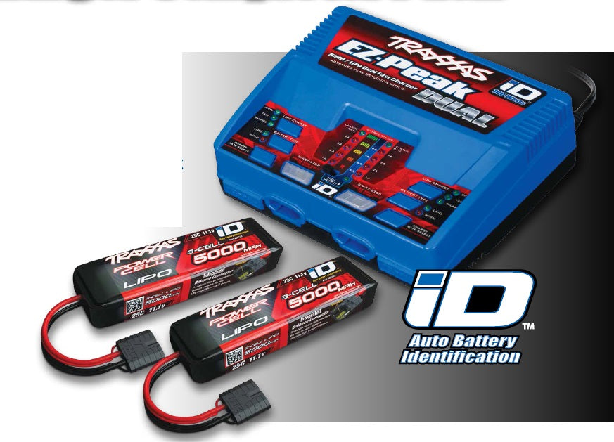 2990X Traxxas EZ-Peak Dual Completer Pack 11.1V 3Cell 25C Lipo Batteries with 2x 5000mAh