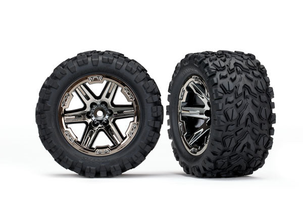 6773X Traxxas Tires & wheels, assembled, glued (2.8') (RXT black chrome)