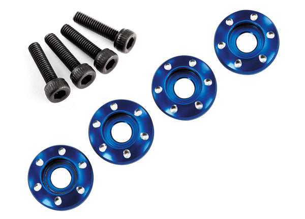 7668 Traxxas Arandela de tuerca de rueda, aluminio mecanizado, azul / 3x12 mm CS (4)