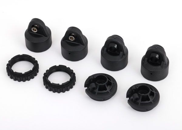 9664 Tapas de amortiguador Traxxas, amortiguadores GT-Maxx (2)/ percha de resorte/ ajustadores 9664