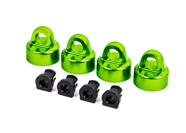 9664G Traxxas Shock caps, aluminum (green-anodized), GT-Maxx shocks (4) 9664G
