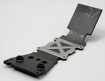4937 Traxxas Skidplate, front plastic (black)/ stainless steel plate