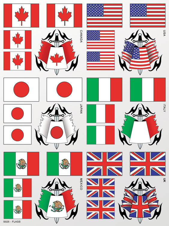 XXXS025 Flags Sticker Sheet