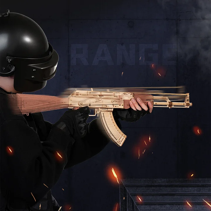 ROELQ901 ROKR AK-47 Fusil d'assaut Jouet Puzzle en bois 3D 