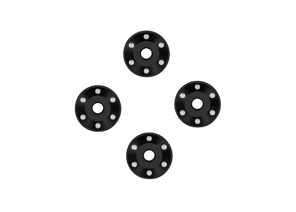 10257-BLK Traxxas Wheel washers, machined aluminum, black (4)