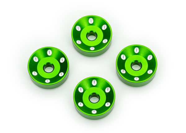 10257-GRN Traxxas Wheel washers, machined aluminum, green (4)